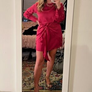 Nasty Gal Vibrant Pink Long Sleeve Dress